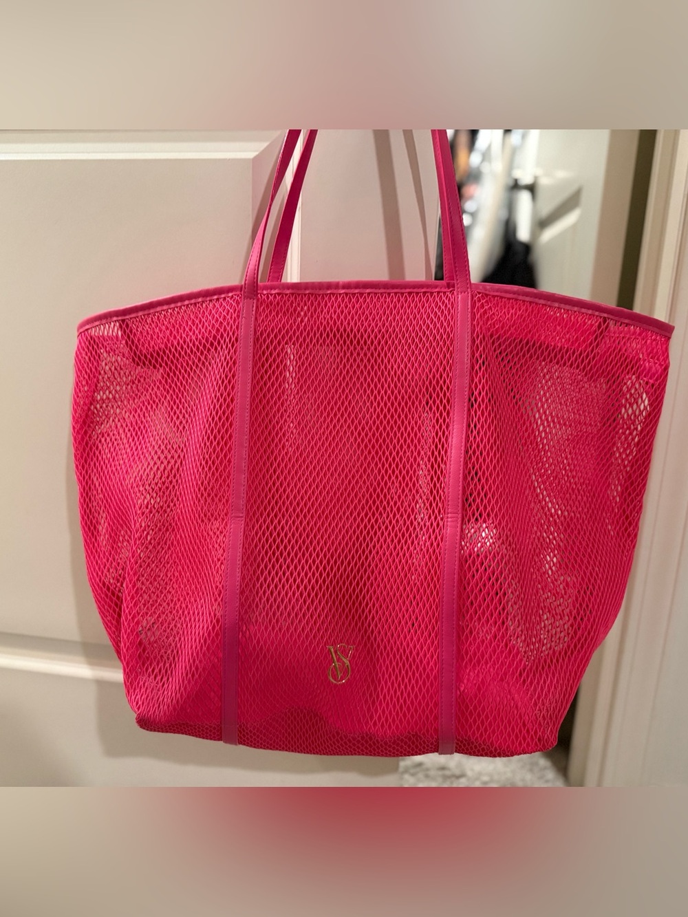 Victoria's Secret Bright Pink Mesh Tote Bag